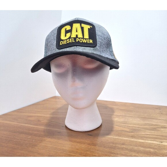 Caterpillar CAT Trucker Hat Hook and Loop Closure Black/Gray Cap Diesel Power - Picture 2 of 7